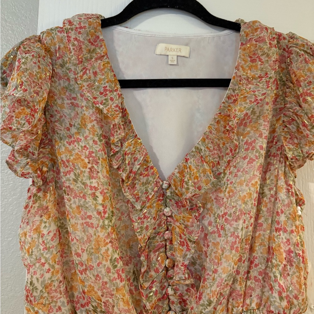 Parker Multicolor Floral Ruffle Blouse - Picture 2 of 4